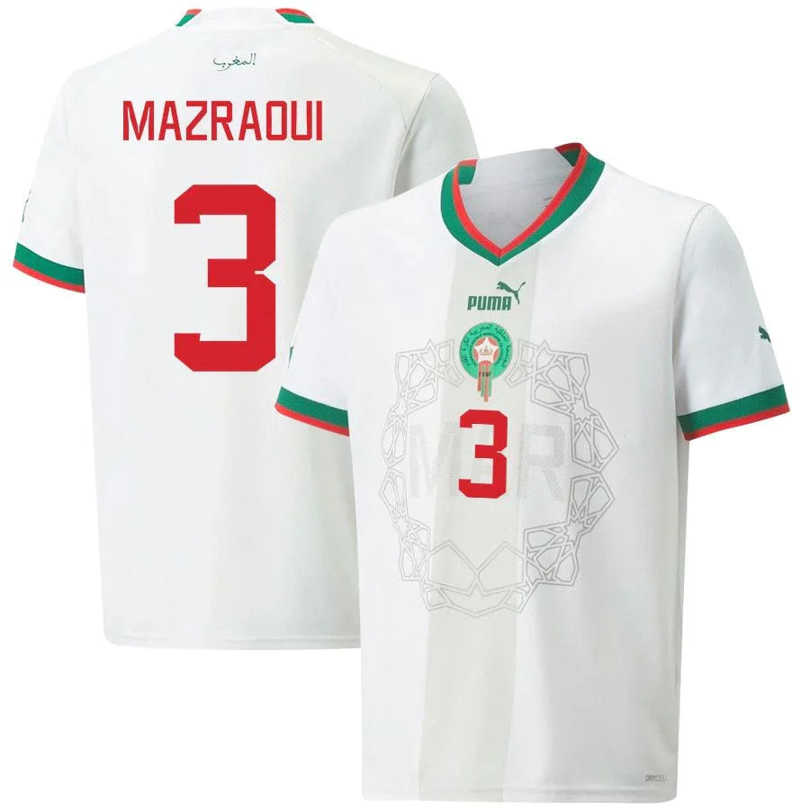 Noussair Mazraoui Morocco 3 FIFA World Cup Jersey - Kit Captain