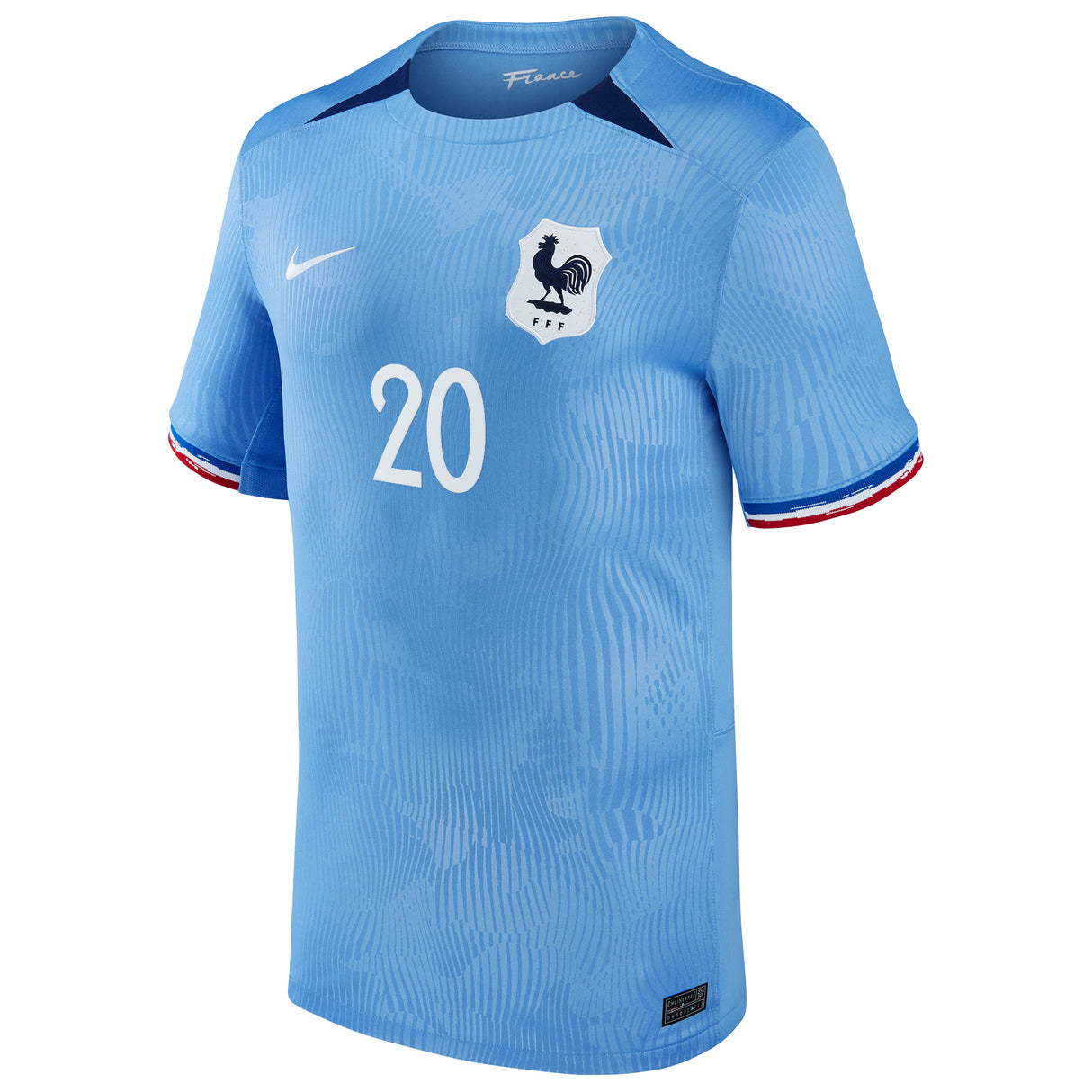 France Women Nike Home Stadium Shirt 2023-24 - Mens with E.Cascarino 20 printing - Kit Captain