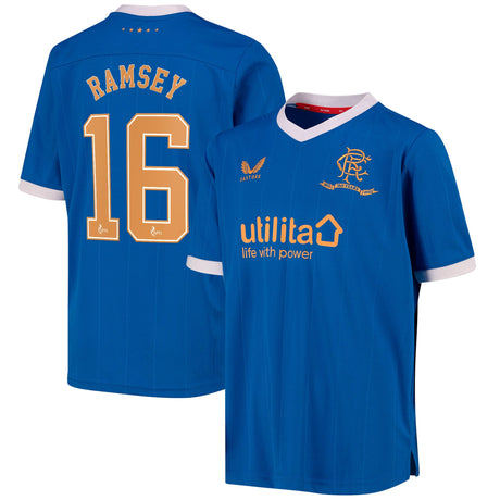 Glasgow Rangers Home Shirt 2021-22 - Kids with Ramsey 16 printing - Kit Captain