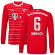 FC Bayern Home Shirt 2022-23 - Kids - Long Sleeve with Kimmich 6 printing - Kit Captain