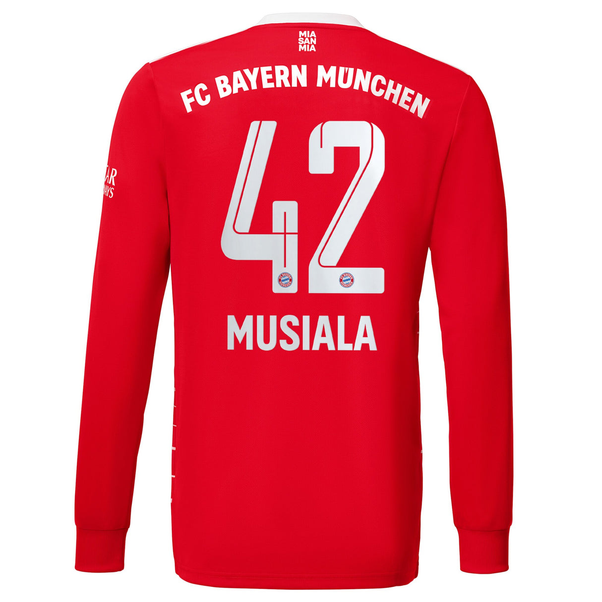 FC Bayern Home Shirt 2022-23 - Kids - Long Sleeve with Musiala 42 printing - Kit Captain