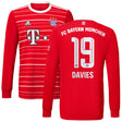 FC Bayern Home Shirt 2022-23 - Kids - Long Sleeve with Davies 19 printing - Kit Captain