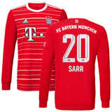 FC Bayern Home Shirt 2022-23 - Kids - Long Sleeve with Sarr 20 printing - Kit Captain