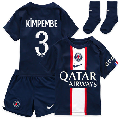 Paris Saint-Germain Home Stadium Kit 2022-23 - Infants with Kimpembe 3 printing - Kit Captain