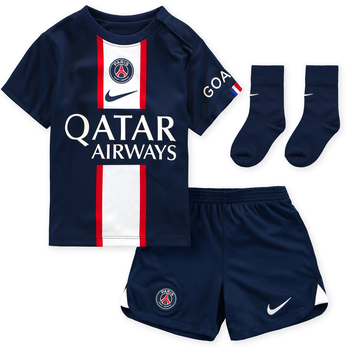 Paris Saint-Germain Home Stadium Kit 2022-23 - Infants with N.Mendes 25 printing - Kit Captain