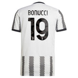 Juventus Home Shirt 2022-23 - Kids with Bonucci 19 printing - Kit Captain