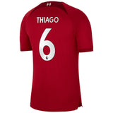 Liverpool Home Stadium Shirt 2022-23 with Thiago 6 printing - Kit Captain