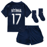 Paris Saint-Germain Home Stadium Kit 2022-23 - Infants with Vitinha 17 printing - Kit Captain