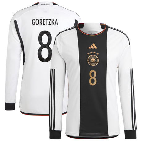 Germany Home Shirt - Long Sleeve with Goretzka 8 printing - Kit Captain