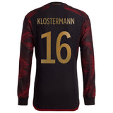 Germany Away Authentic Shirt - Long Sleeve with Klostermann 16 printing - Kit Captain