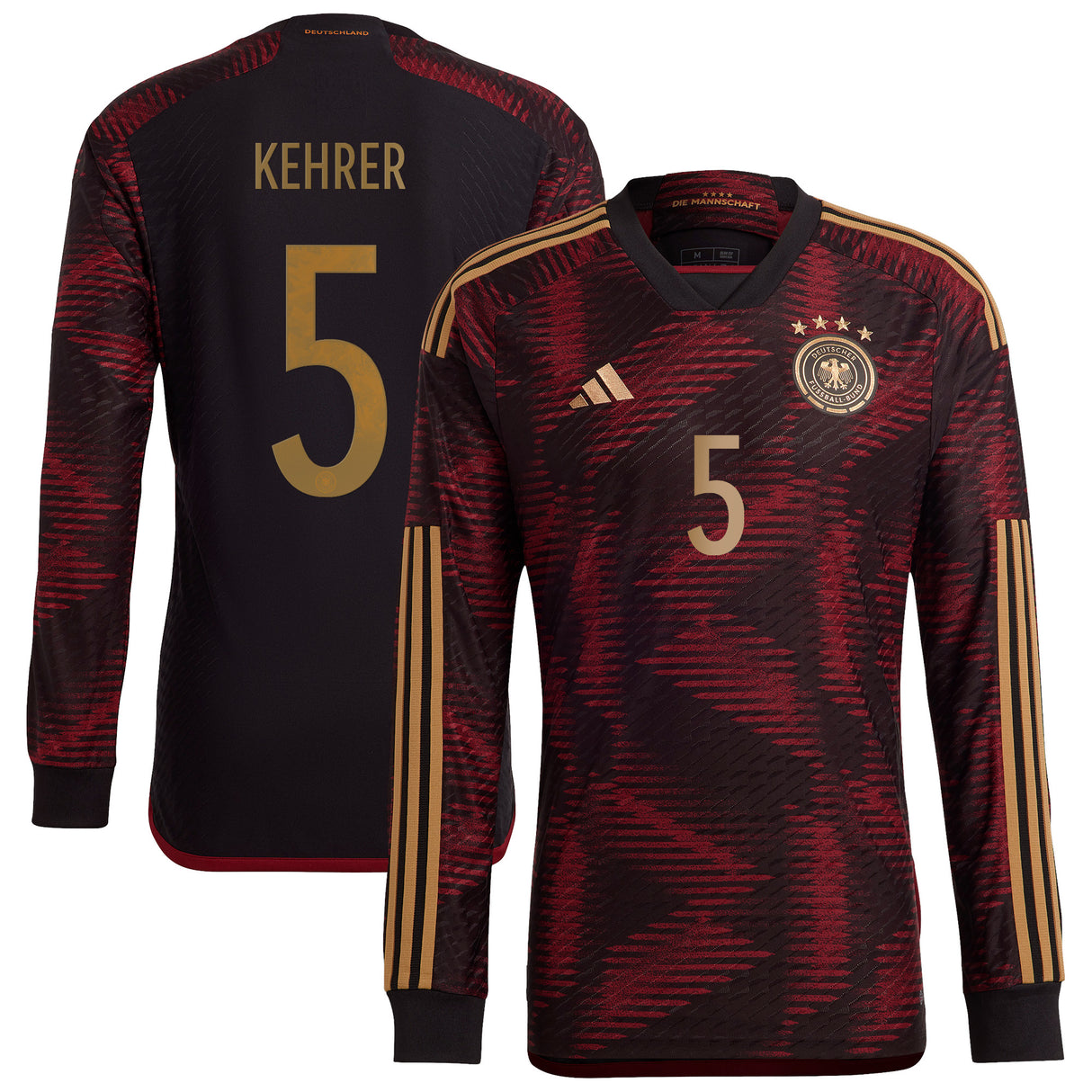 Germany Away Authentic Shirt - Long Sleeve with Kehrer 5 printing - Kit Captain