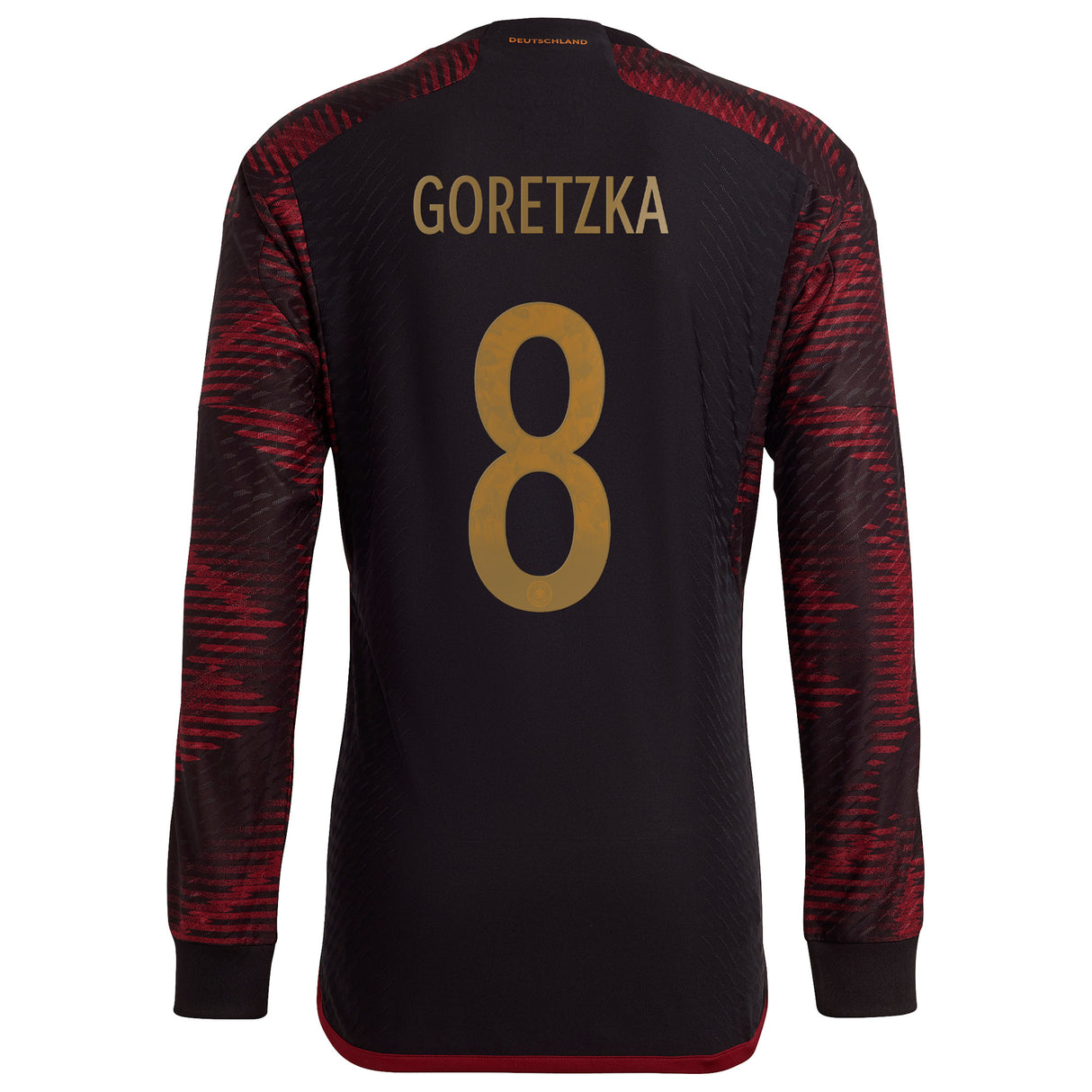 Germany Away Authentic Shirt - Long Sleeve with Goretzka 8 printing - Kit Captain