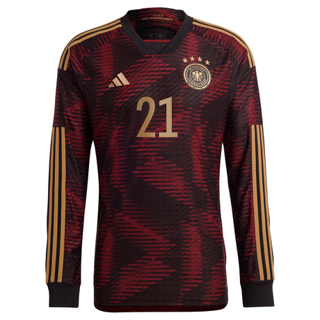 Germany Away Authentic Shirt - Long Sleeve with Gündogan 21 printing - Kit Captain