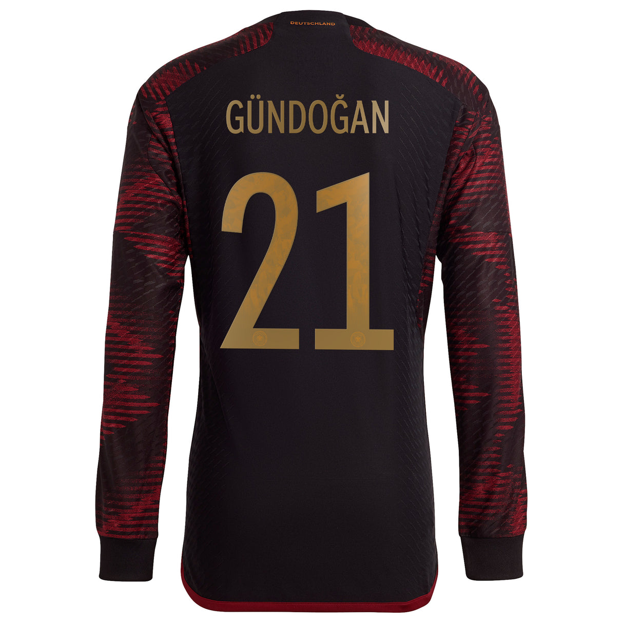 Germany Away Authentic Shirt - Long Sleeve with Gündogan 21 printing - Kit Captain