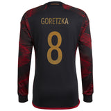 Germany Away Shirt - Long Sleeve with Goretzka 8 printing - Kit Captain