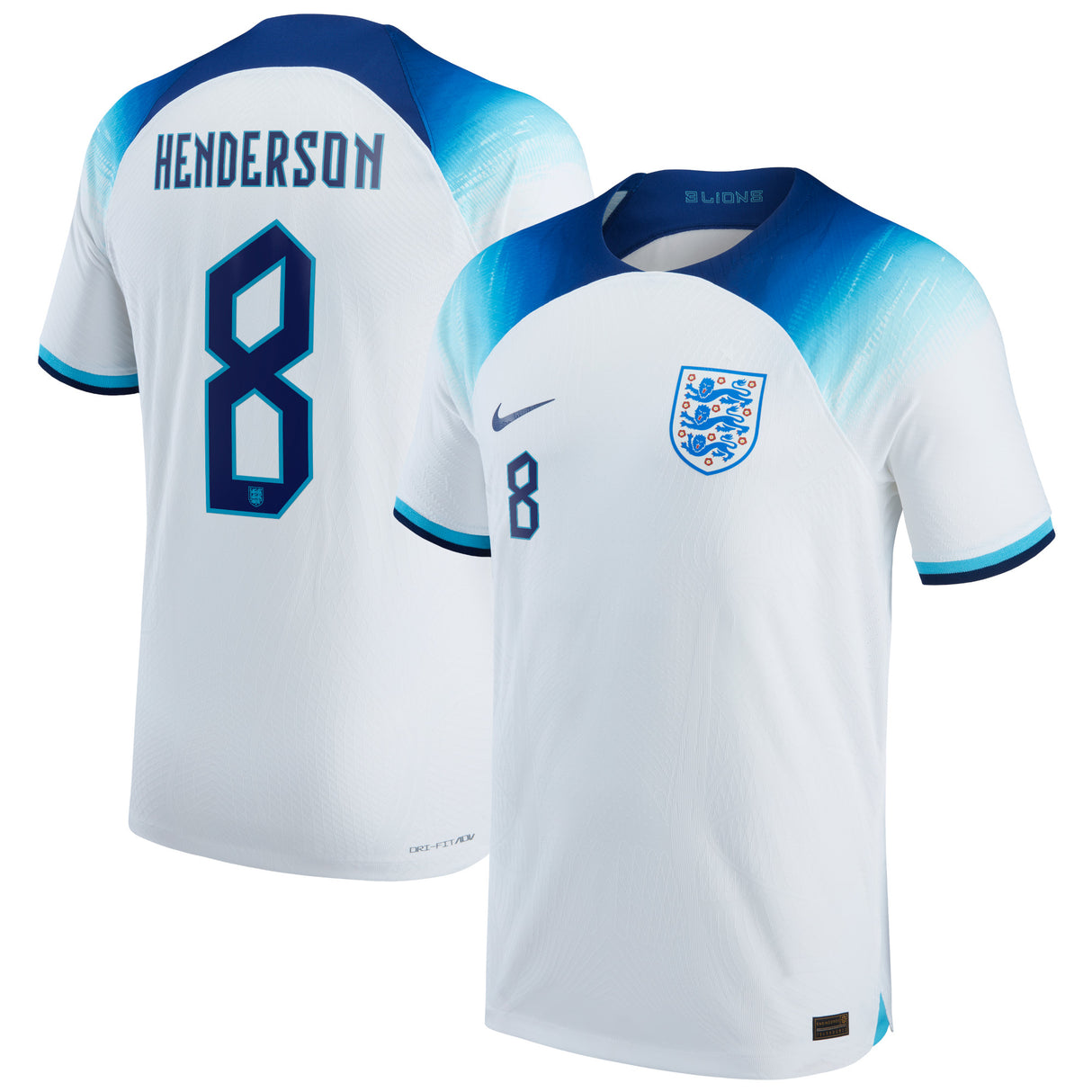 England Home Match Shirt 2022 with Henderson 8 printing - Kit Captain