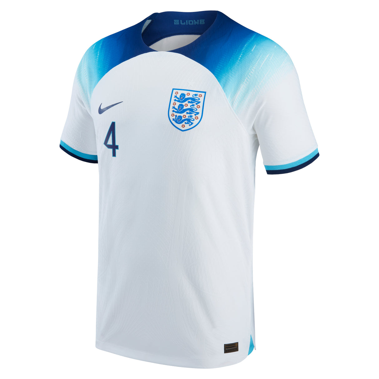 England Home Match Shirt 2022 with Rice 4 printing - Kit Captain