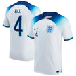 England Home Match Shirt 2022 with Rice 4 printing - Kit Captain