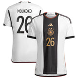 Germany Home Authentic Shirt 2022 with Moukoko 26 printing - Kit Captain