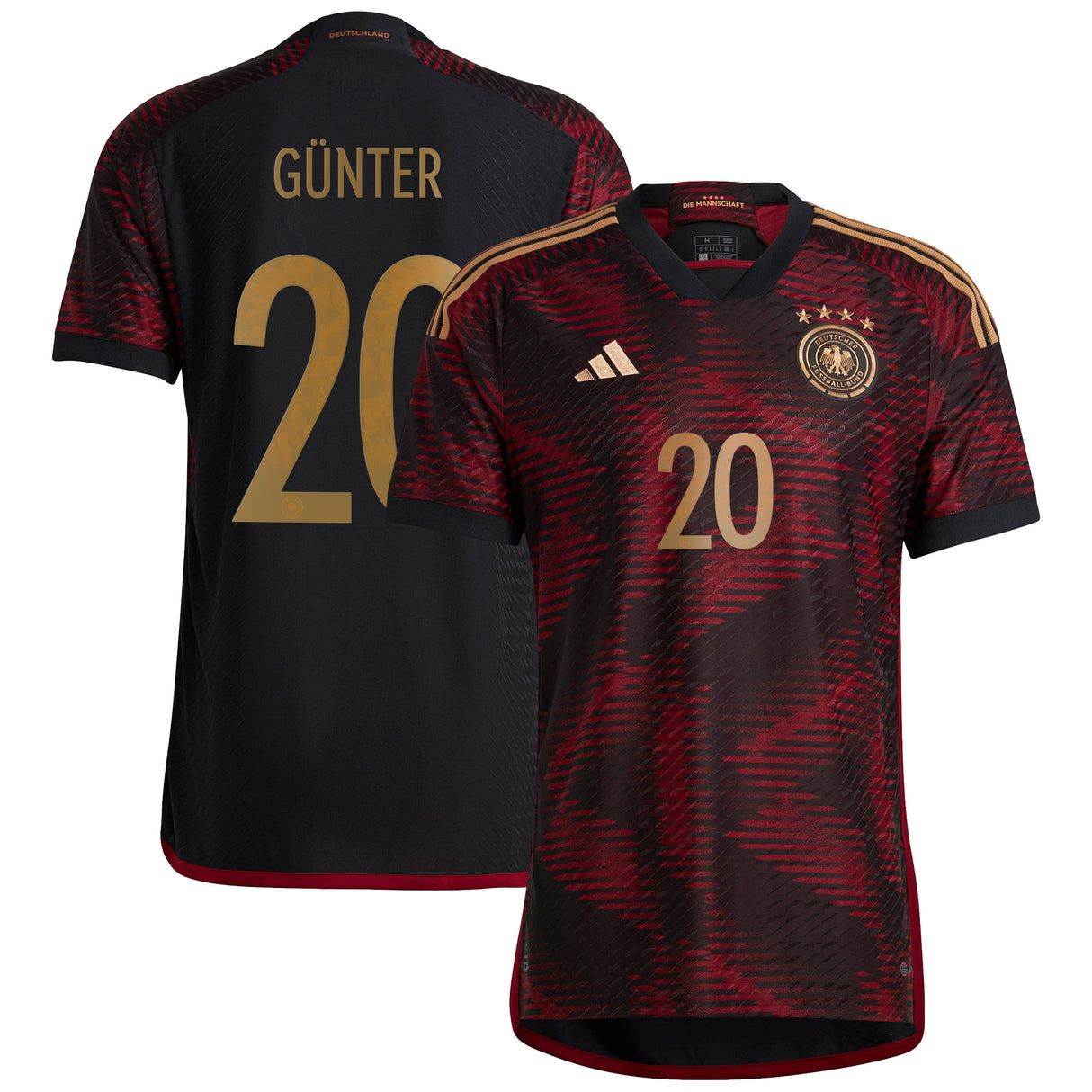 Germany Away Authentic Shirt 2022 with Günter 20 printing - Kit Captain