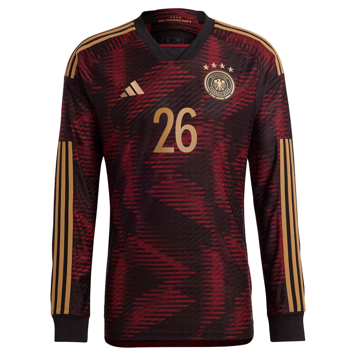 Germany Away Authentic Shirt 2022 - Long Sleeve with Moukoko 26 printing - Kit Captain