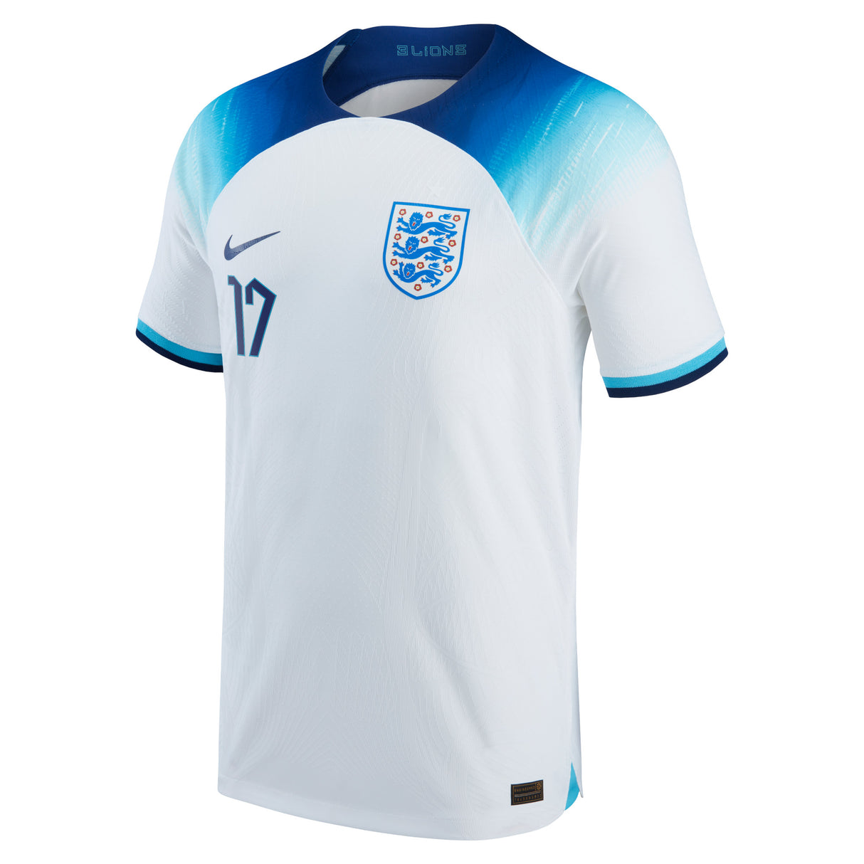 England Home Match Shirt 2022 with Saka 17 printing - Kit Captain