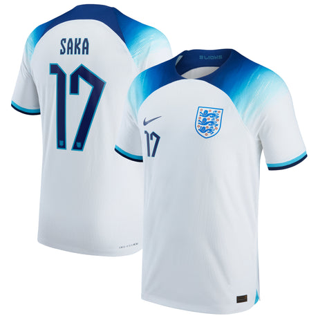 England Home Match Shirt 2022 with Saka 17 printing - Kit Captain