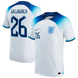 England Home Match Shirt 2022 with Gallagher 26 printing - Kit Captain