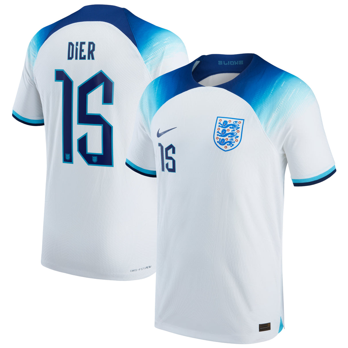 England Home Match Shirt 2022 with Dier 15 printing - Kit Captain