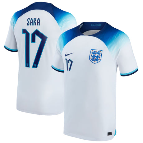 England Home Stadium Shirt 2022 - Kids with Saka 17 printing - Kit Captain