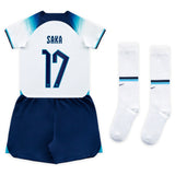 England Home Stadium Kit 2022 - Little Kids with Saka 17 printing - Kit Captain