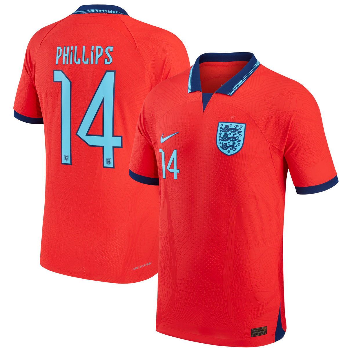 England Away Match Shirt 2022 with Phillips 14 printing - Kit Captain