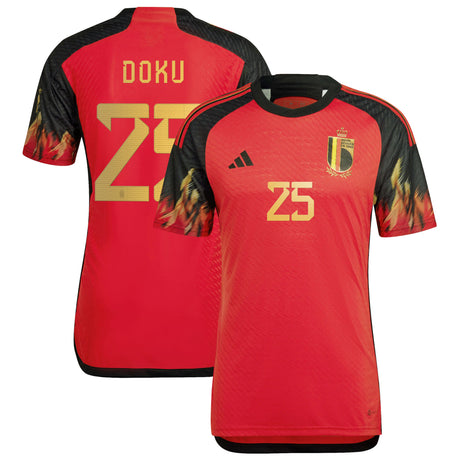 Belgium Home Authentic Shirt 2022 with Doku 25 printing - Kit Captain