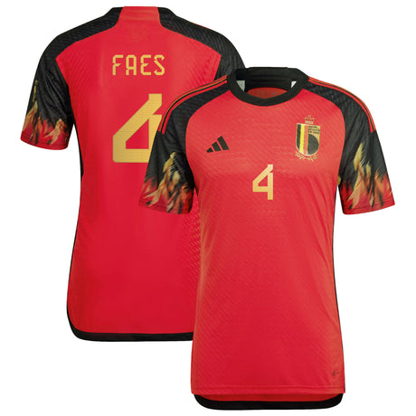 Belgium Home Authentic Shirt 2022 with Faes 4 printing - Kit Captain