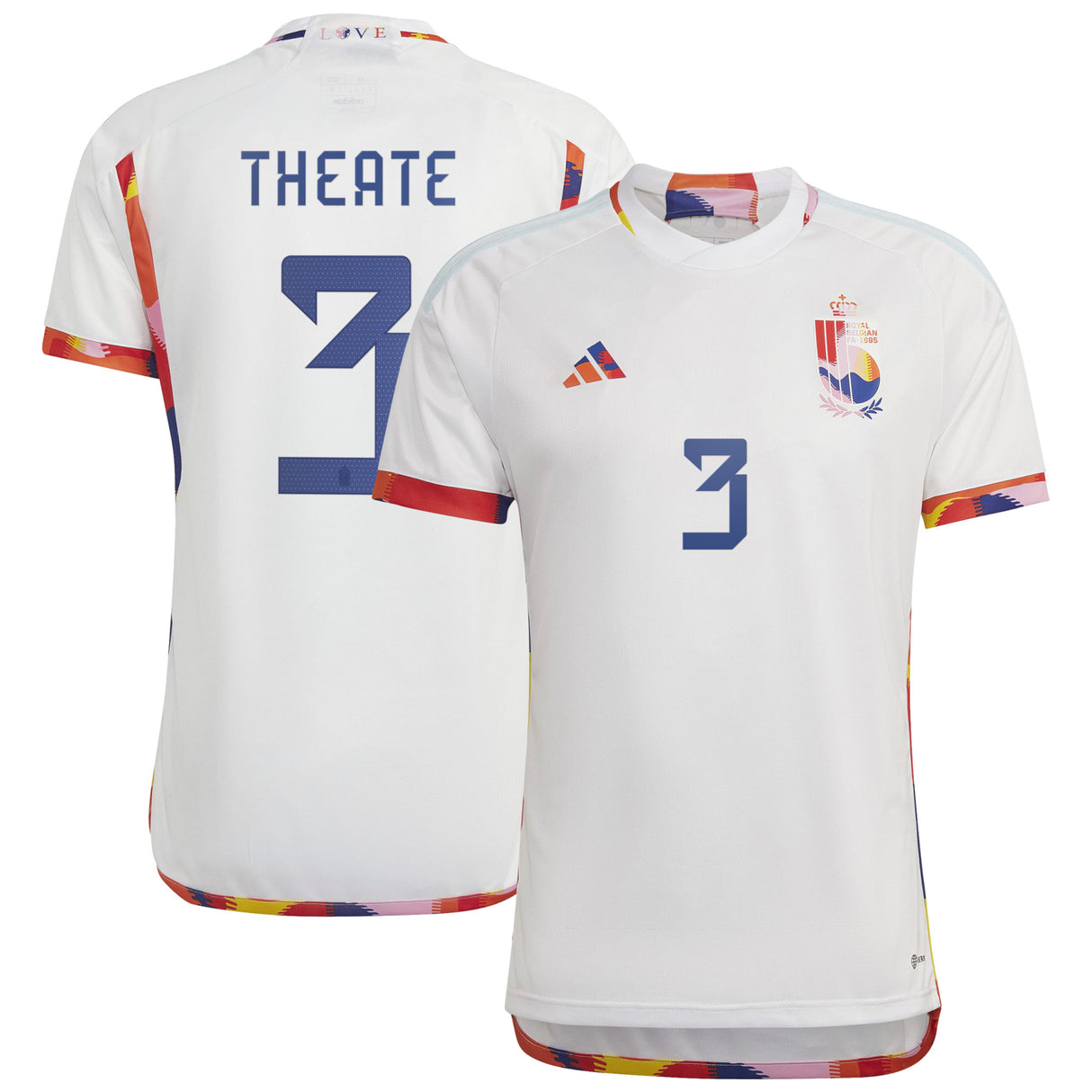 Belgium Away Shirt 2022 with Theate 3 printing - Kit Captain