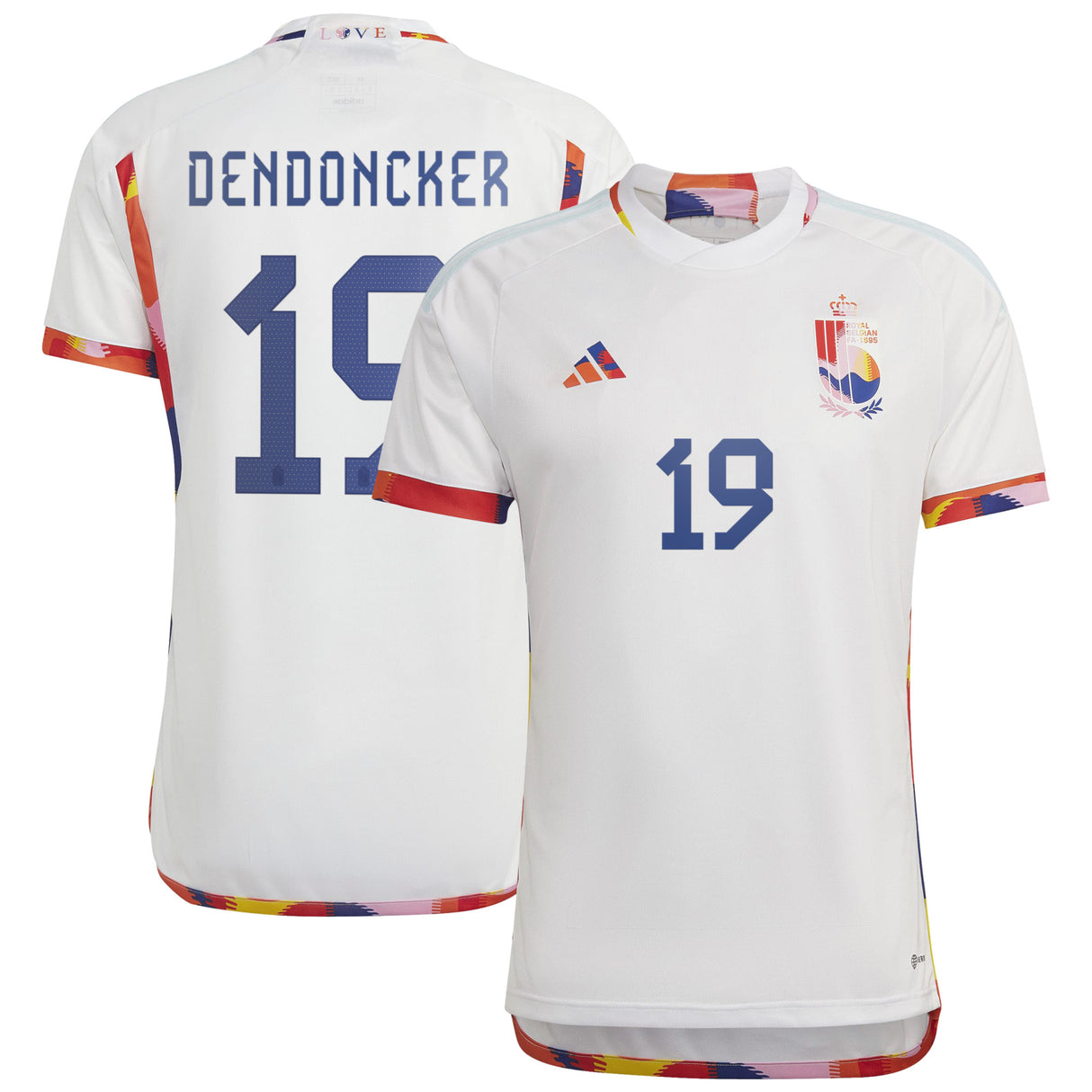 Belgium Away Shirt 2022 with Dendoncker 19 printing - Kit Captain