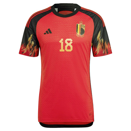 Belgium Home Authentic Shirt 2022 with Meersman 18 printing - Kit Captain