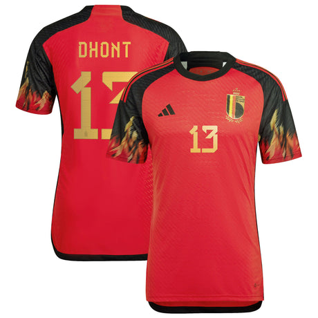 Belgium Home Authentic Shirt 2022 with Dhont 13 printing - Kit Captain