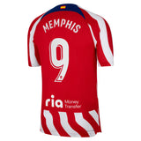 Atlético de Madrid Home Vapor Match Shirt 2022-23 with Memphis 9 printing - Kit Captain