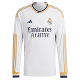 Real Madrid adidas Home Authentic Shirt 2023-24 - Long Sleeve with Valverde 15 printing - Kit Captain