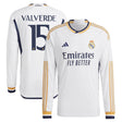 Real Madrid adidas Home Authentic Shirt 2023-24 - Long Sleeve with Valverde 15 printing - Kit Captain