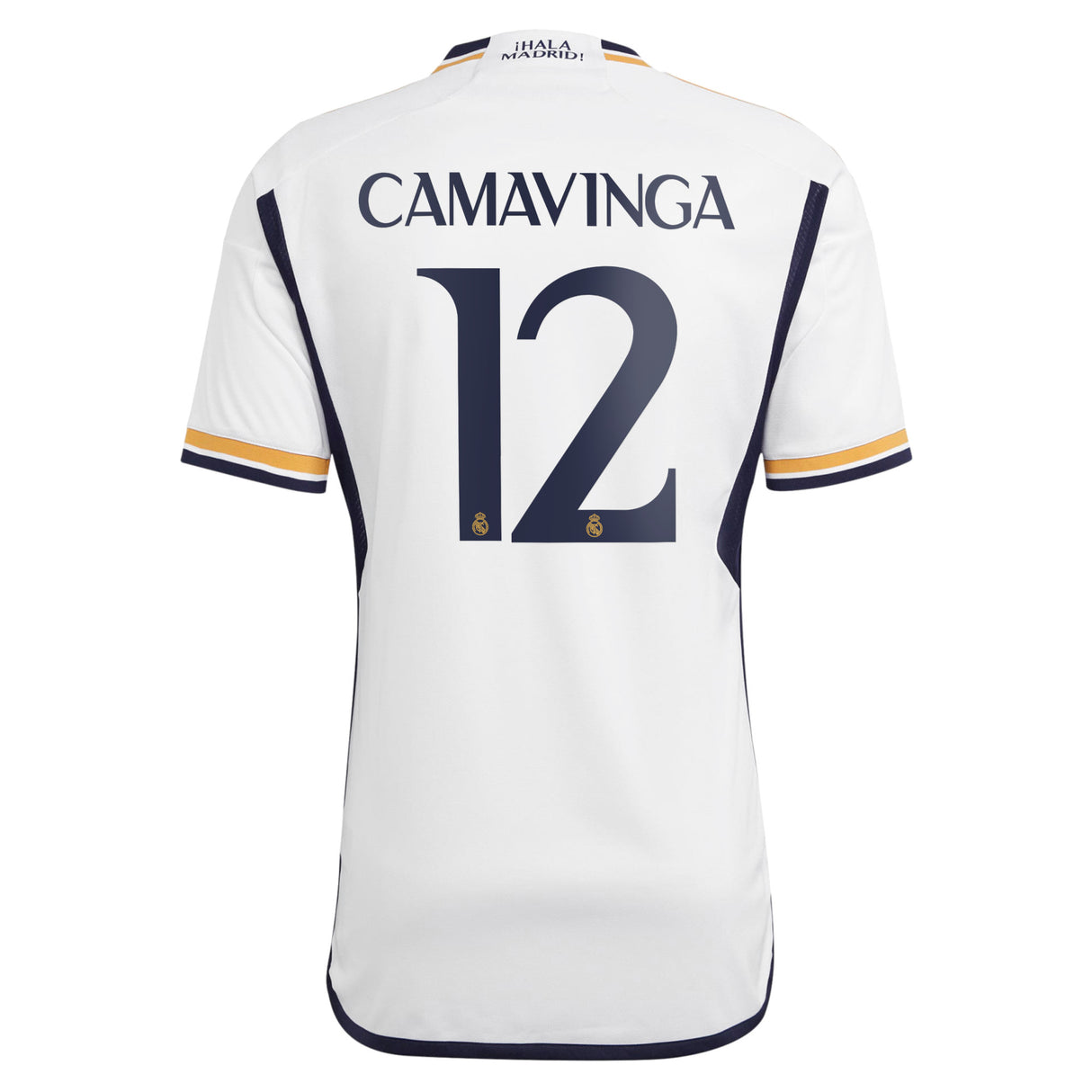 Real Madrid adidas Home Shirt 2023-24 with Camavinga 12 printing - Kit Captain