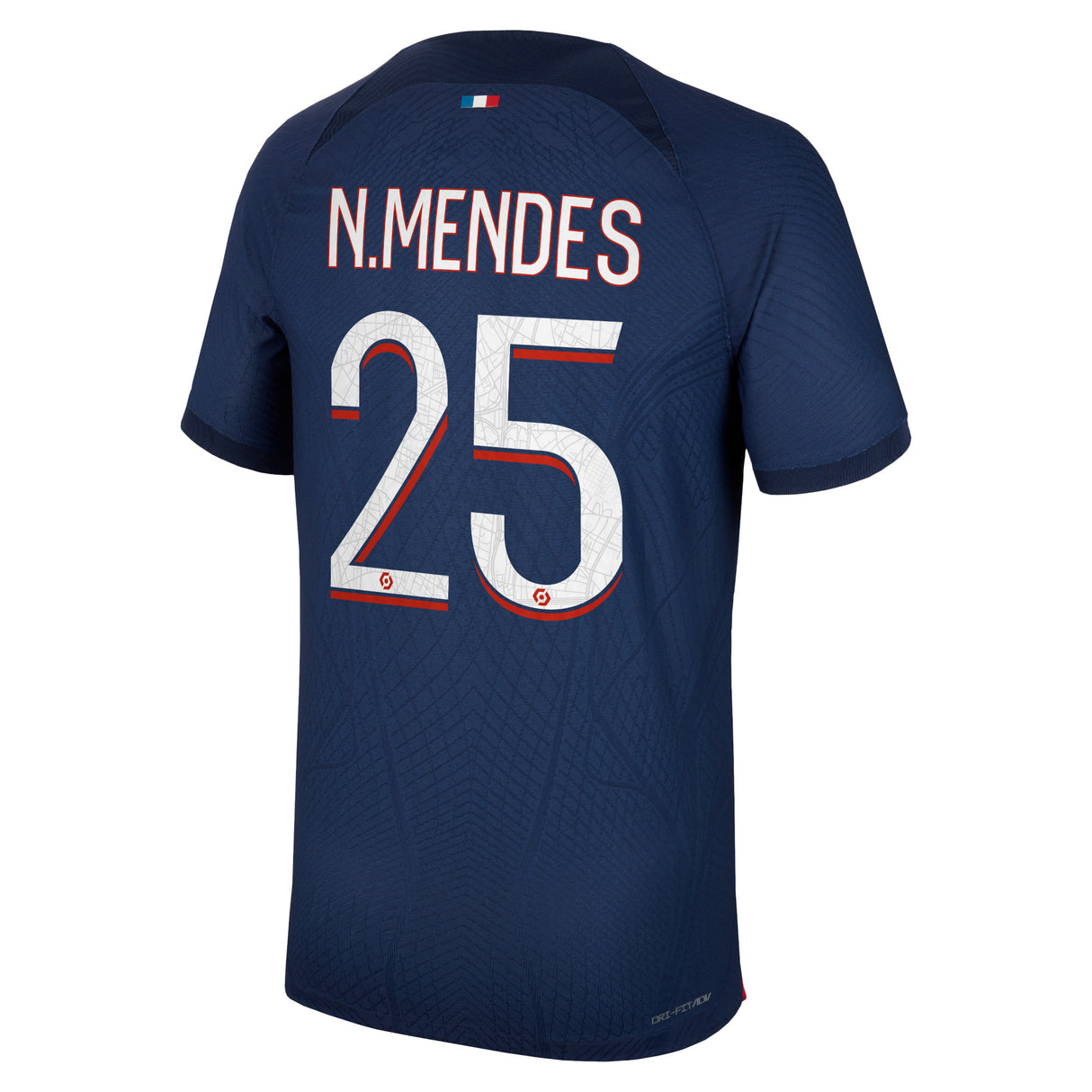 Paris Saint-Germain Nike Home Dri Fit Adv Match Shirt 2023-24 with N.Mendes 25 printing - Kit Captain