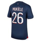 Paris Saint-Germain Nike Home Stadium Shirt 2023-24 with Mukiele 26 printing - Kit Captain