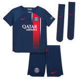 Paris Saint-Germain Nike Home Stadium Kit 2023-24 - Little Kids with Mbappé 7 printing - Kit Captain