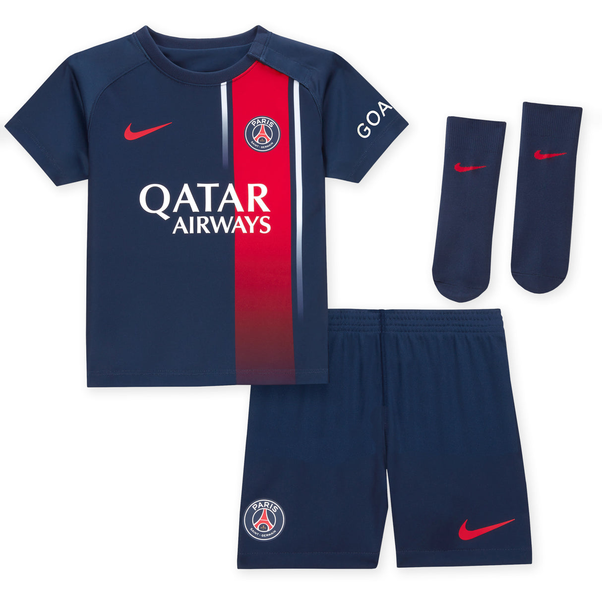 Paris Saint-Germain Nike Home Stadium Kit 2023-24 - Infant with Mukiele 26 printing - Kit Captain