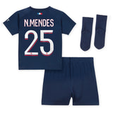 Paris Saint-Germain Nike Home Stadium Kit 2023-24 - Infant with N.Mendes 25 printing - Kit Captain