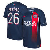 Paris Saint-Germain Nike Home Stadium Shirt 2023-24 - Kids with Mukiele 26 printing - Kit Captain