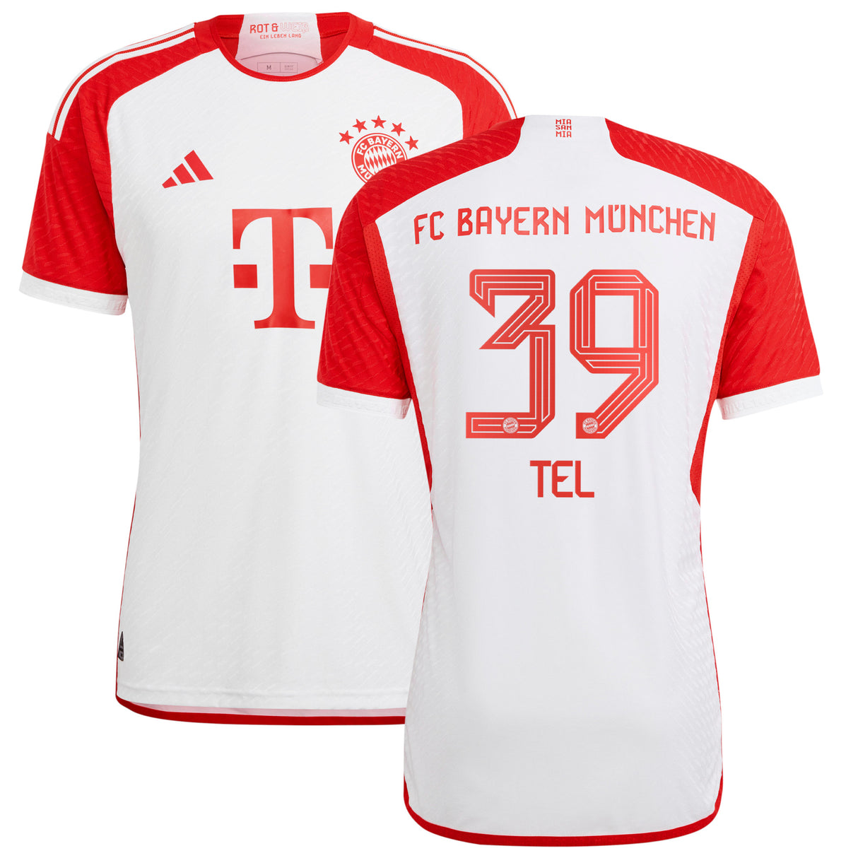 FC Bayern adidas Home Authentic Shirt 2023-24 with Tel 39 printing - Kit Captain