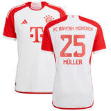 FC Bayern adidas Home Authentic Shirt 2023-24 with Müller 25 printing - Kit Captain